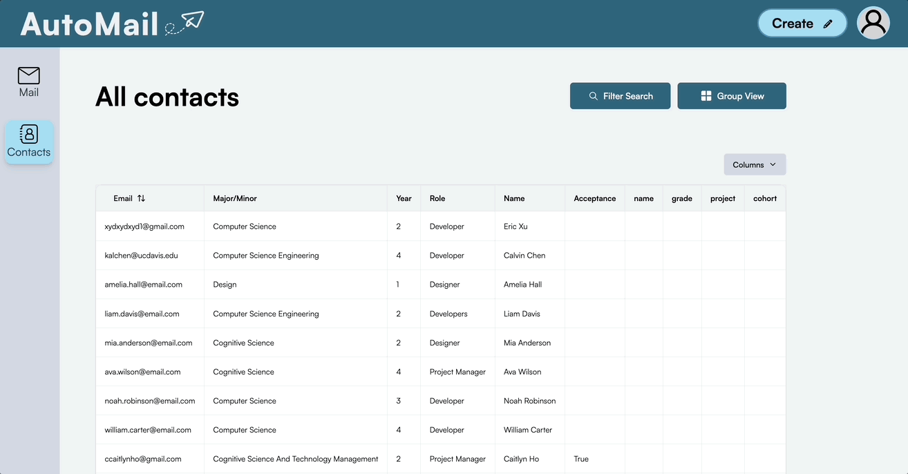 Automail HTML template editor with variable insertion and live preview