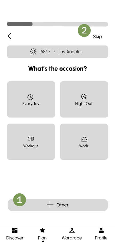 New mid-fi occasion screen with Other category